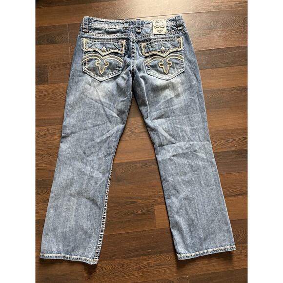 Men's Rock Revival Joshua Relaxed Fit Straight Denim Blue Jeans Sz 36X 30 - Picture 10 of 16